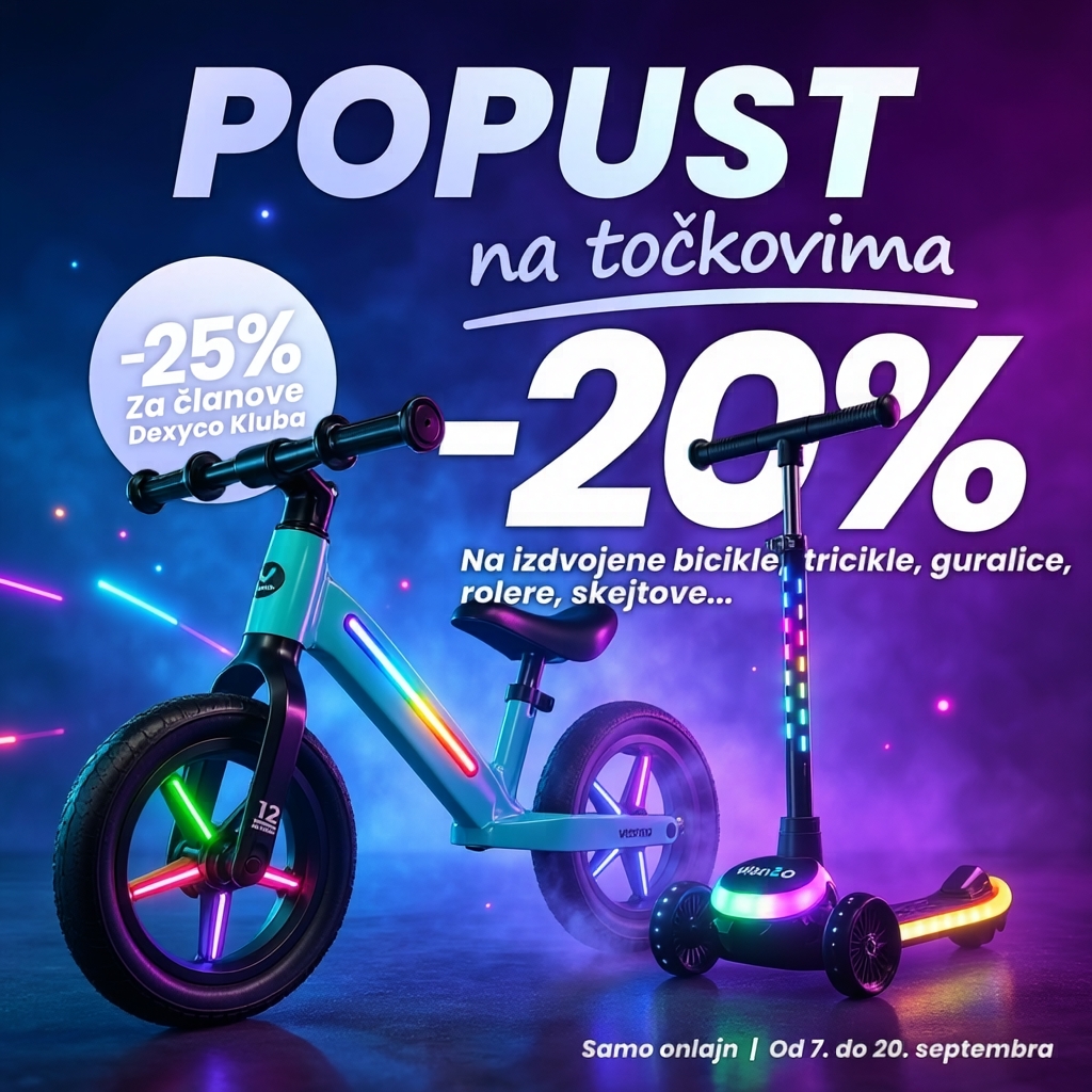 Dexy Co Facebook ad: Bicikli i trotineti, do -25%!