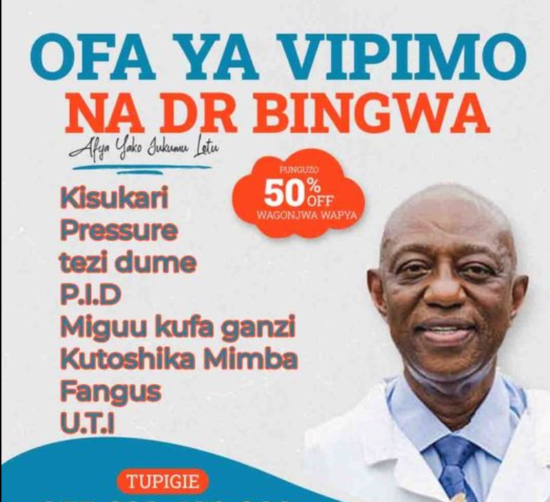 Afya Yako Facebook ad: * TANGAZO LA UWEPO WA MADAKTARI BINGWA *