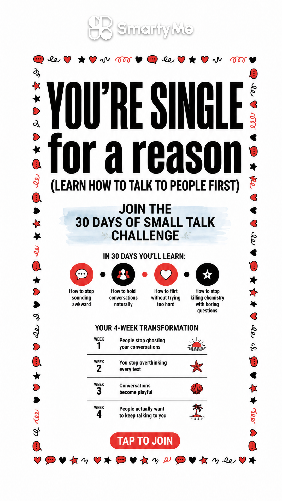 SmartyMe: The Art of Small Talk Facebook ad: Master the art of SMALL TALK