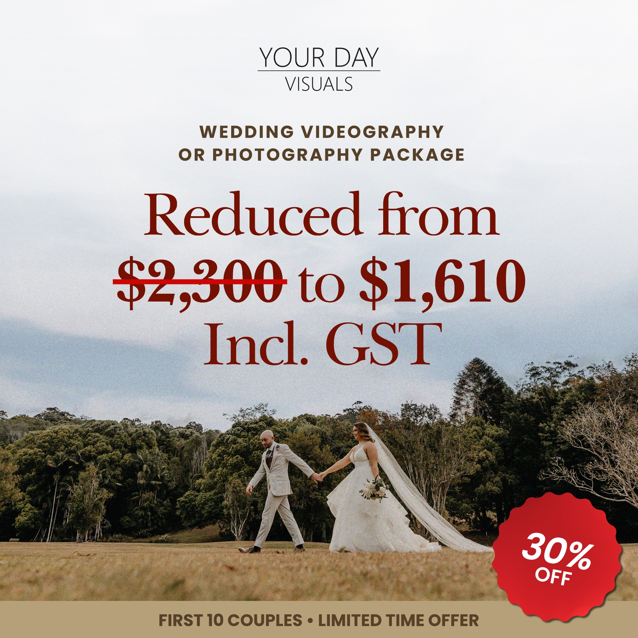 Your Day Visuals Facebook ad: Reduced From $2,300 to $1,610 Premium Quality Wedding…