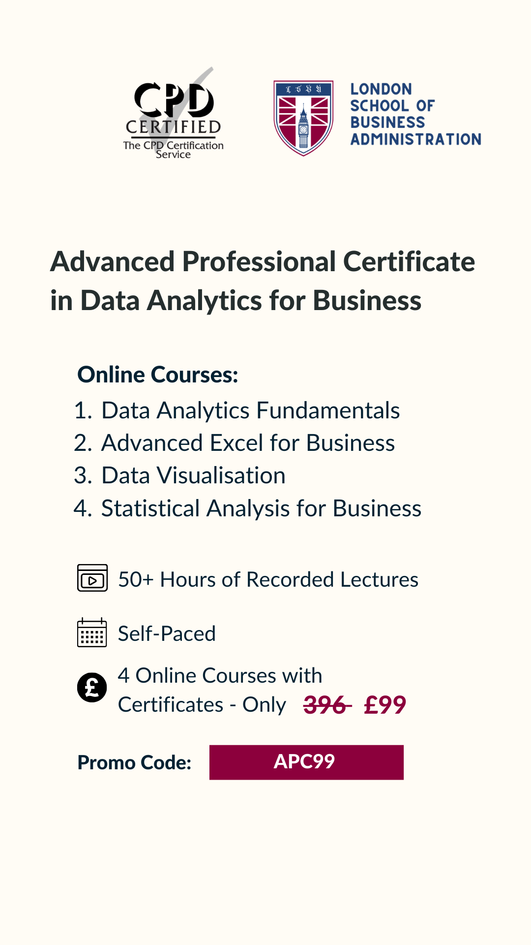 London School of Business Administration Facebook ad