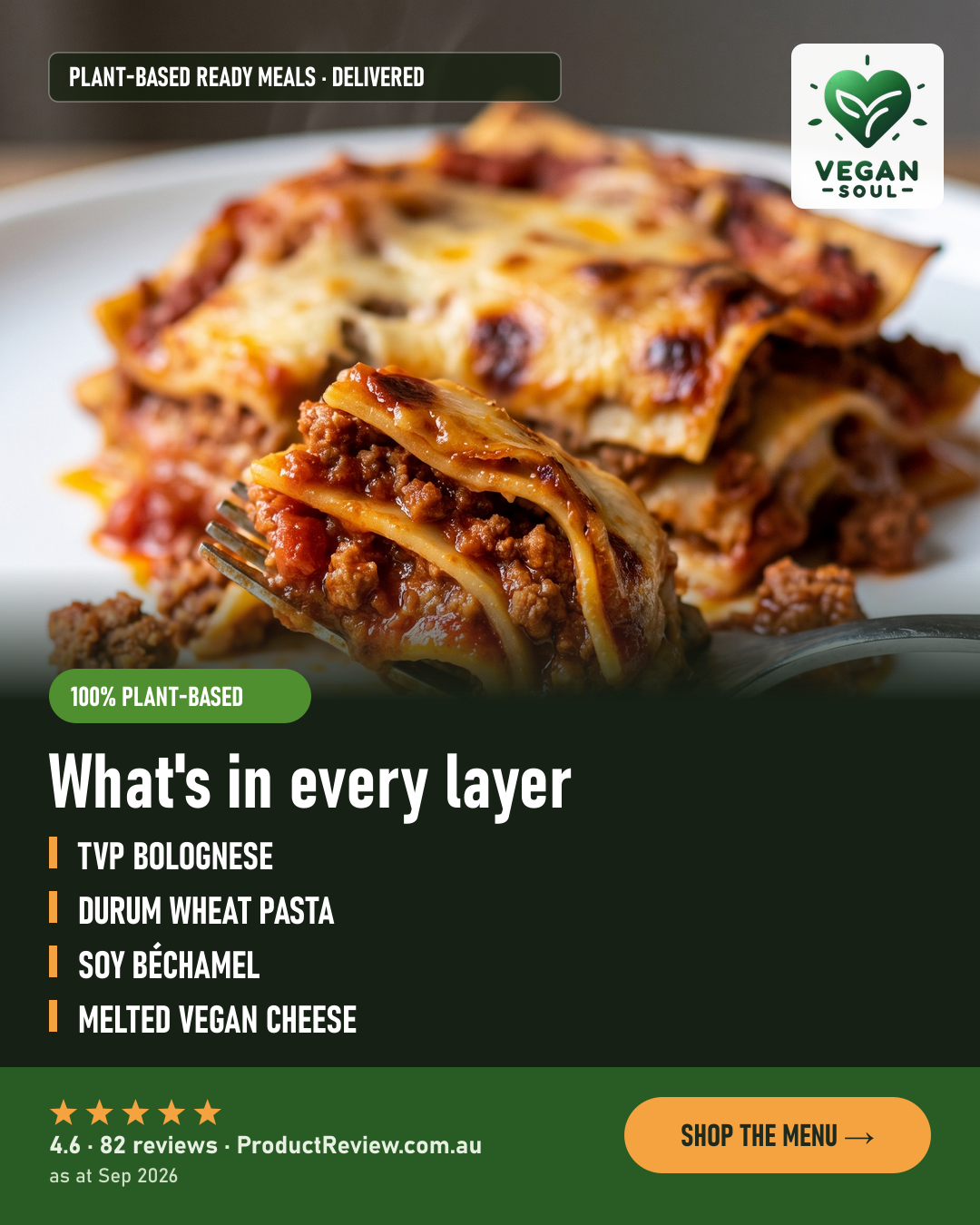 Vegan Soul Facebook ad: Vegan lasagne, every layer