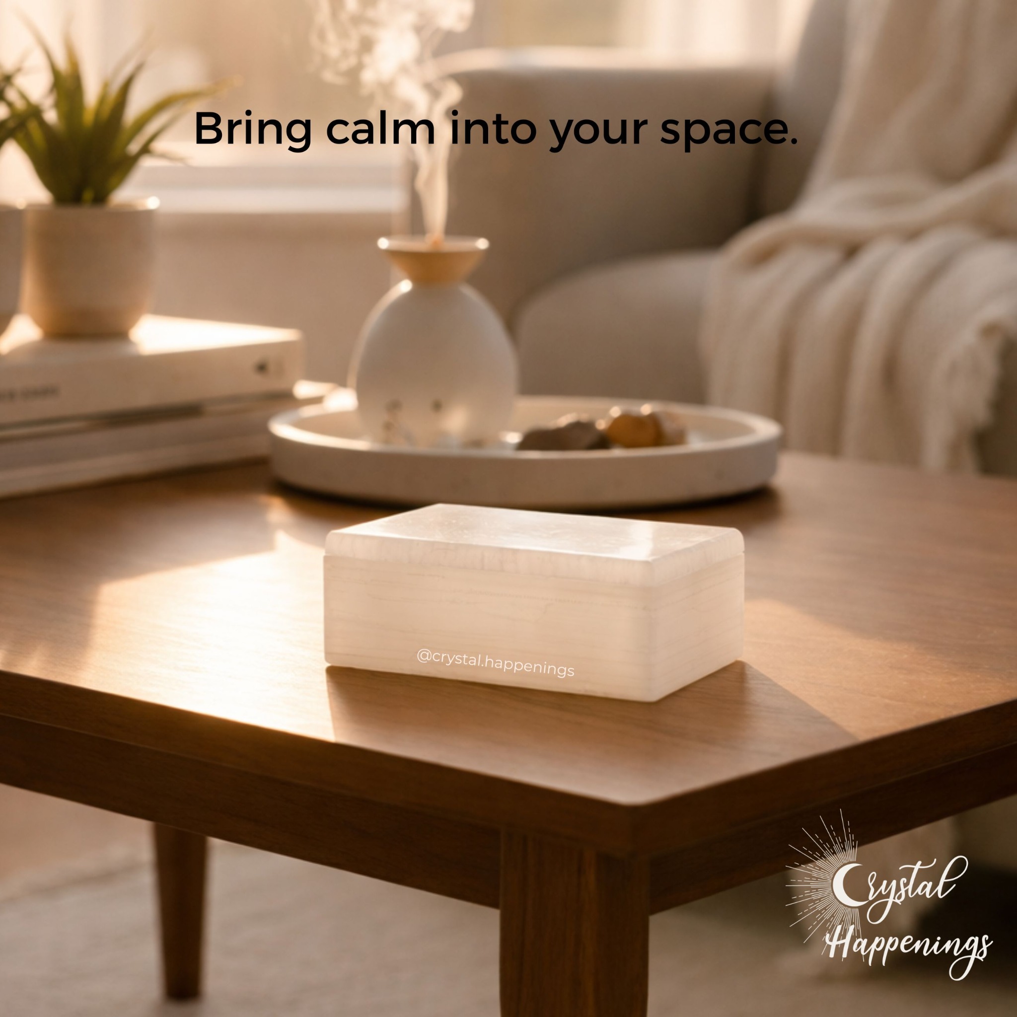 Crystal Happenings Facebook ad: Create a calmer, more peaceful space with one…
