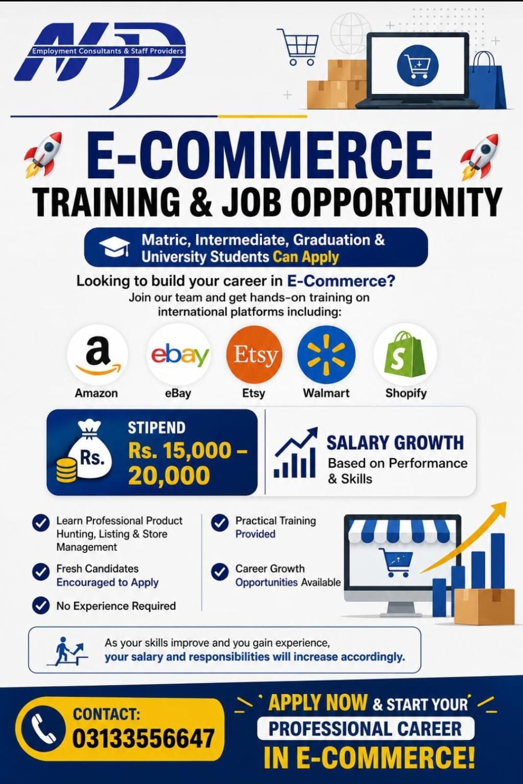 National jobs provider Facebook ad: E-COMMERCE STAFF REQUIRED