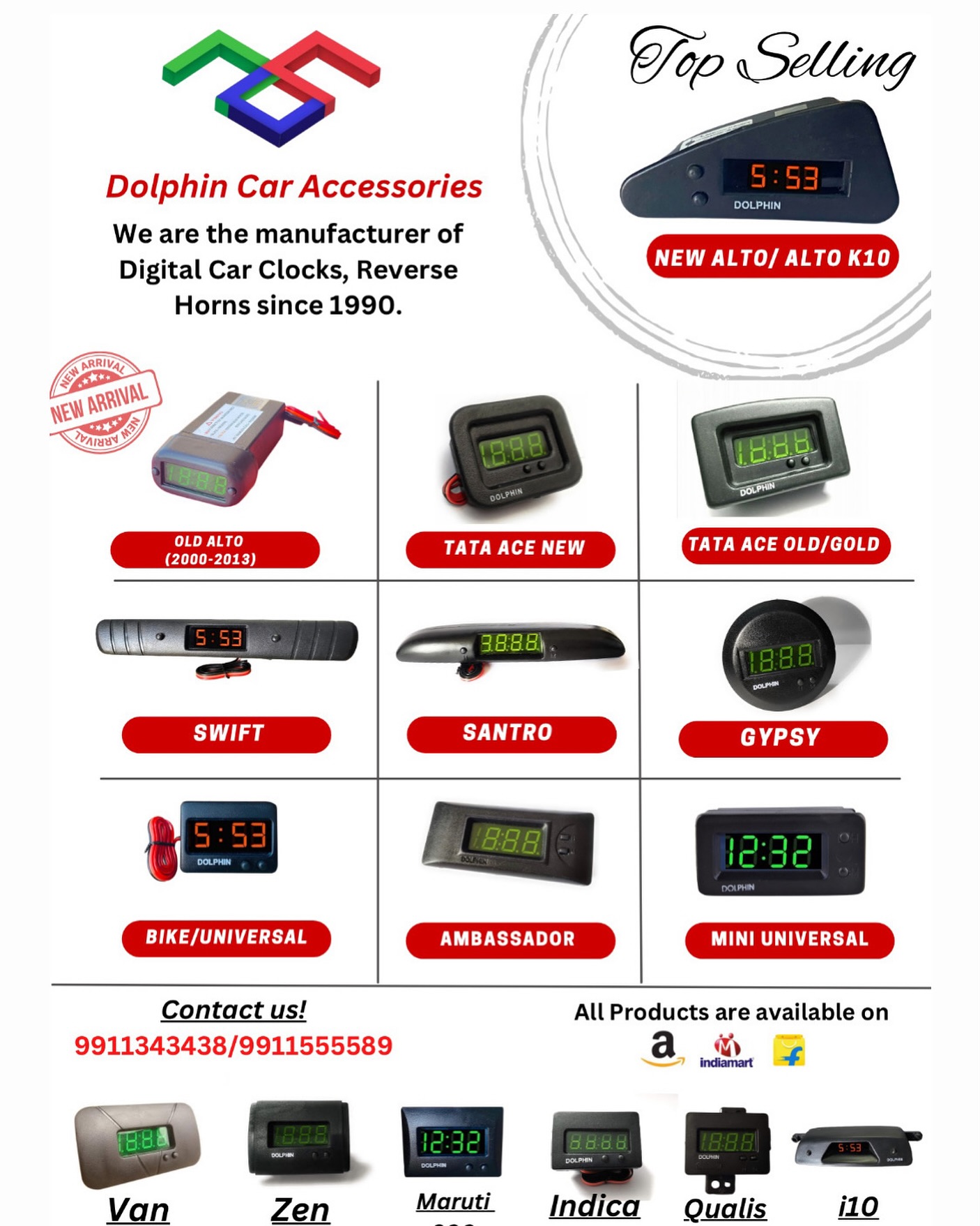 Dolphin Car Clocks and Accessories Facebook ad: Dolphin Digital Clock models