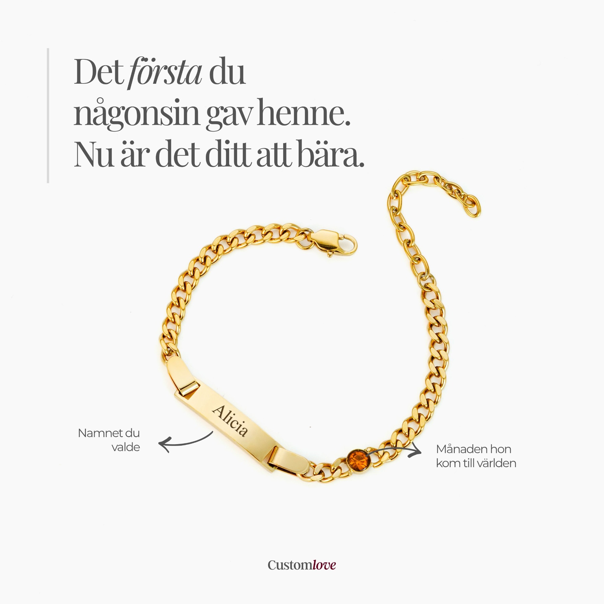 CustomLove Shop Facebook ad: Första mors dag. Fira det rätt.