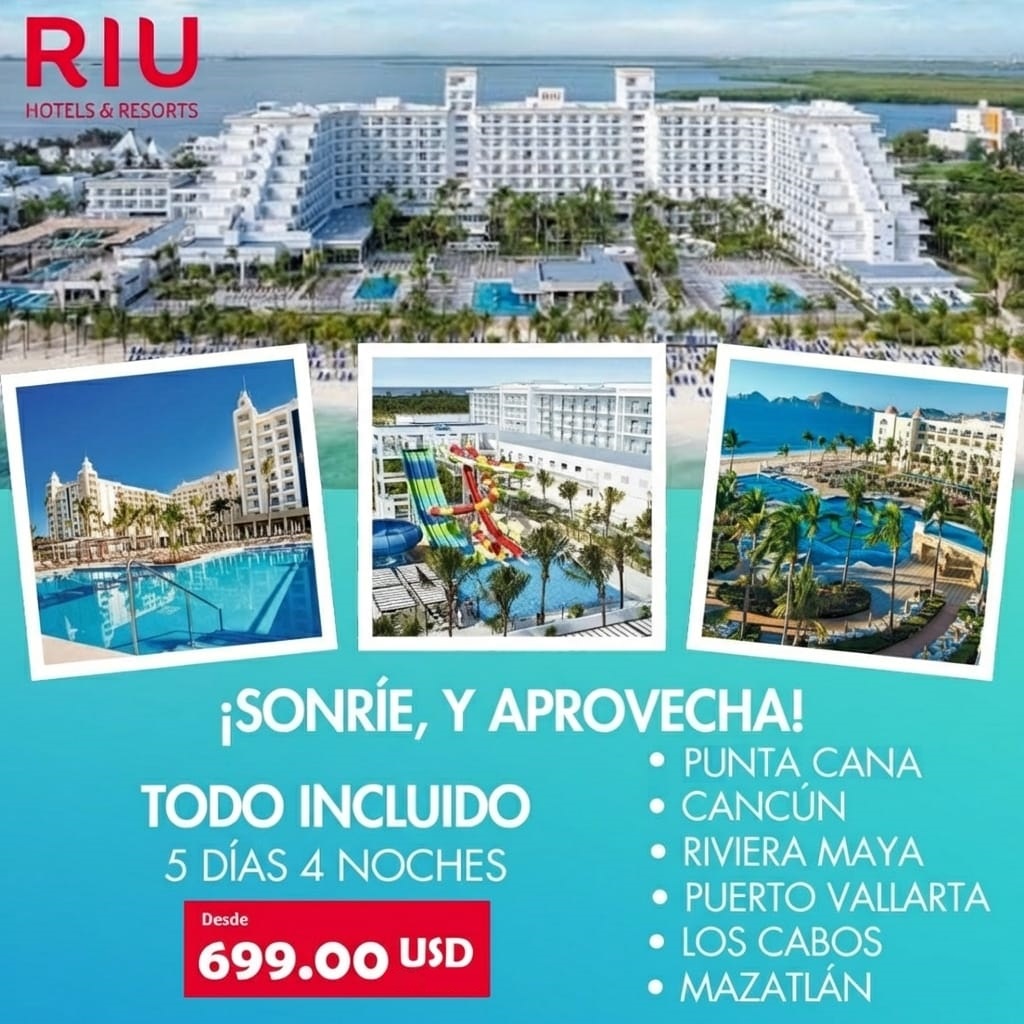 AURA Resorts Facebook ad: Hasta 55% de descuento.