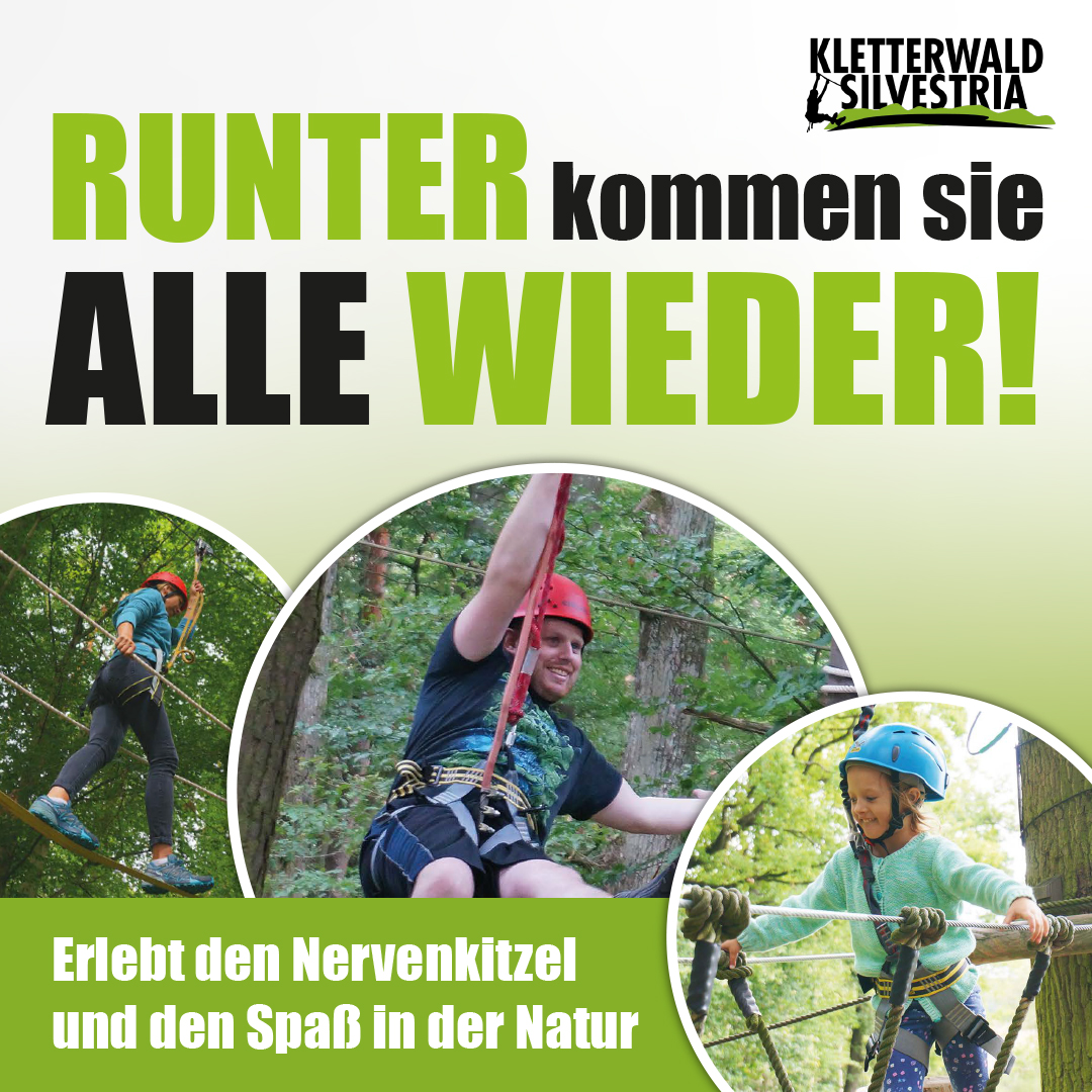 Kletterwald Silvestria Facebook ad: Ab in die Bäume!