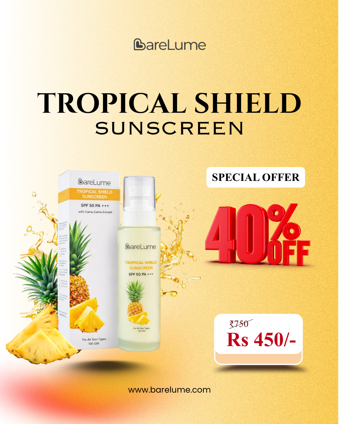 BareLume Skincare Facebook ad from May 10, 2026