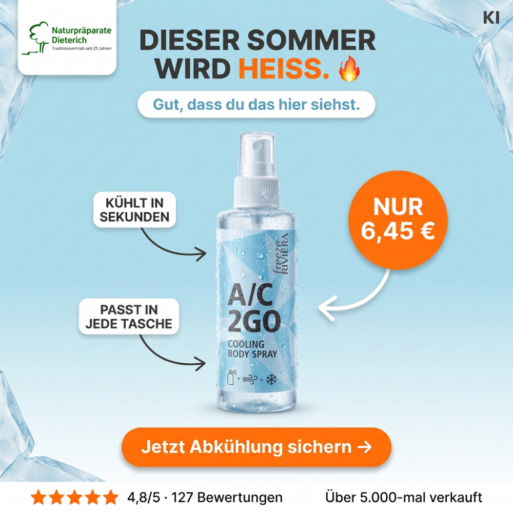 Naturpräparate Dieterich Facebook ad: Klimaanlage zum Mitnehmen
