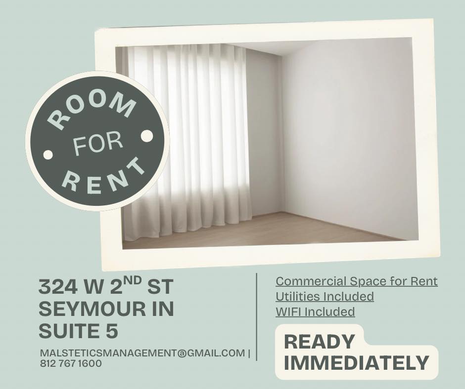 Hush Aesthetics & Wellness Facebook ad: Suite for Rent, Seymour, IN (Ready Immediately)