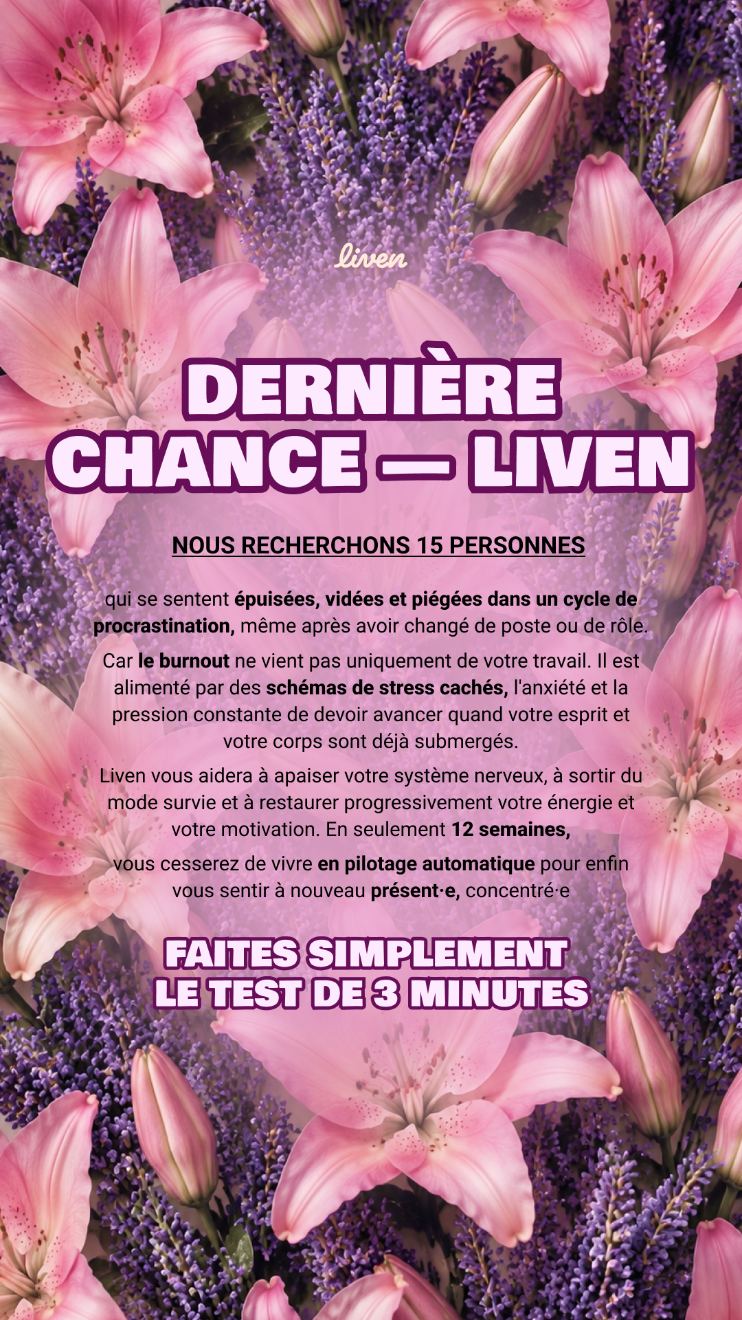 Molly Williams Facebook ad: Plan anti-burnout facile à suivre