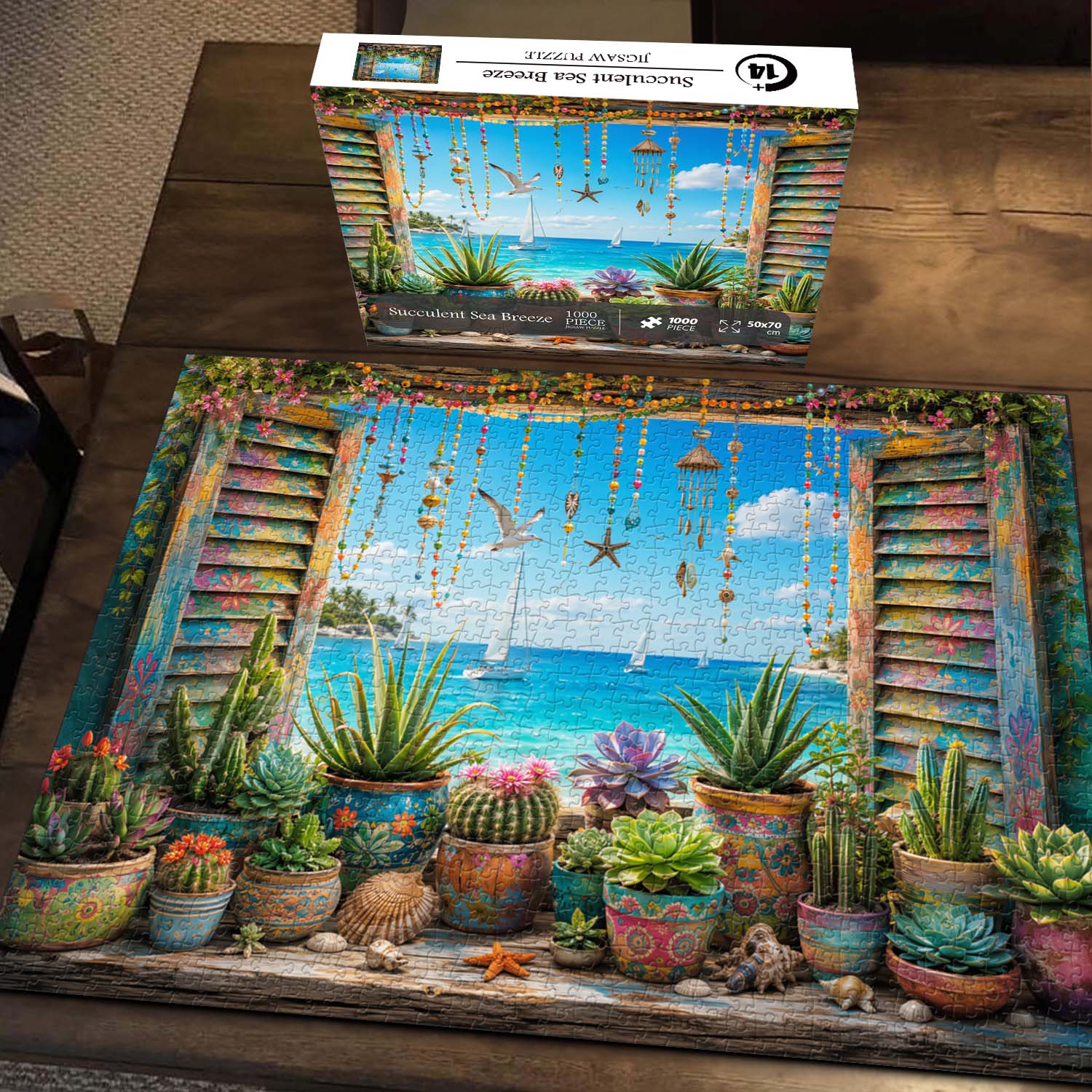 Fun-Puzzle Facebook ad: Succulent Sea Breeze Jigsaw Puzzle 1000 Pieces