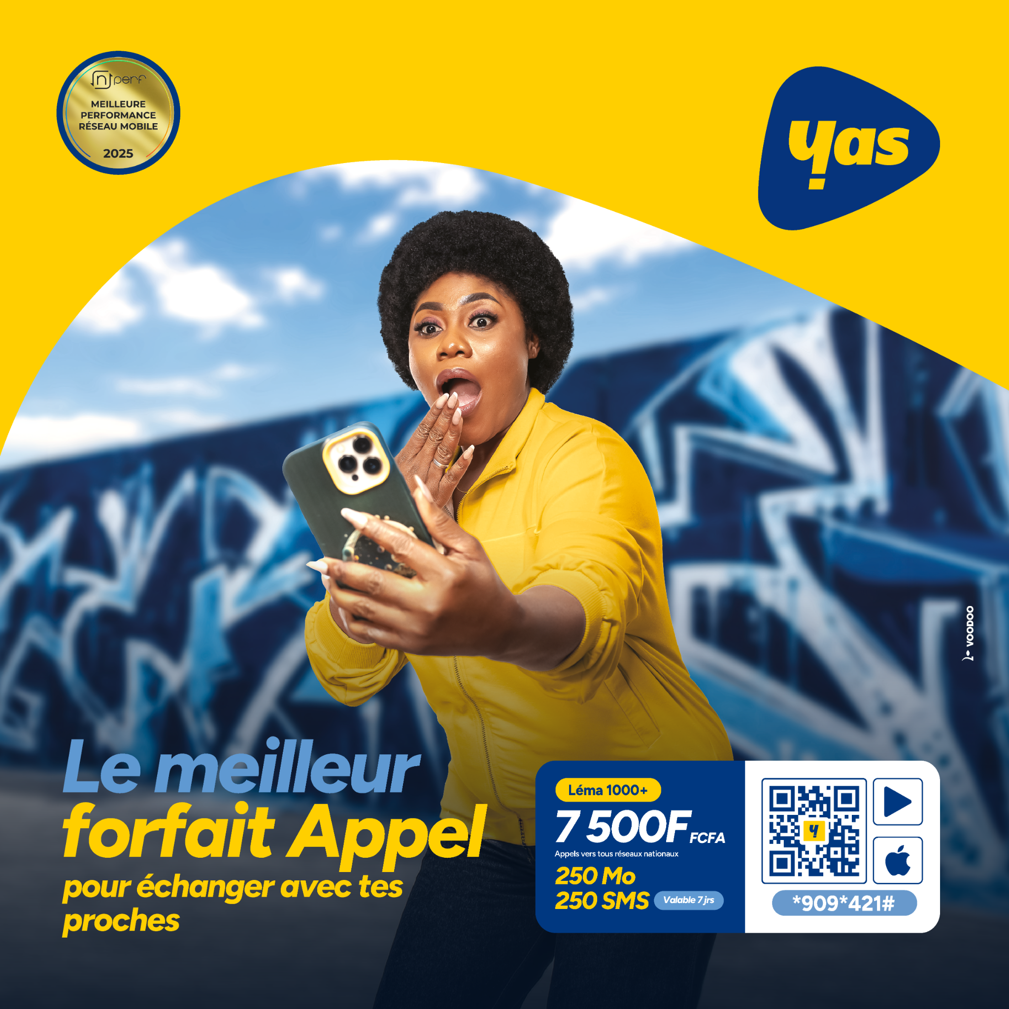 Yas Togo Facebook ad: 7500F de crédit d’appels + 250Mo + 250 SMS.