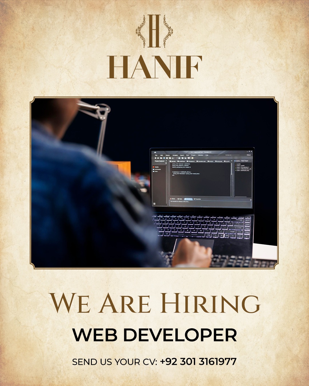 Hanif Watches Facebook ad: We Are Hiring | Web Developer