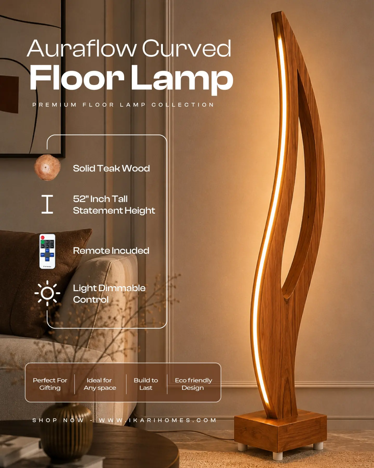Ikari Homes Facebook ad: Aura Flow Curved Floor Lamp