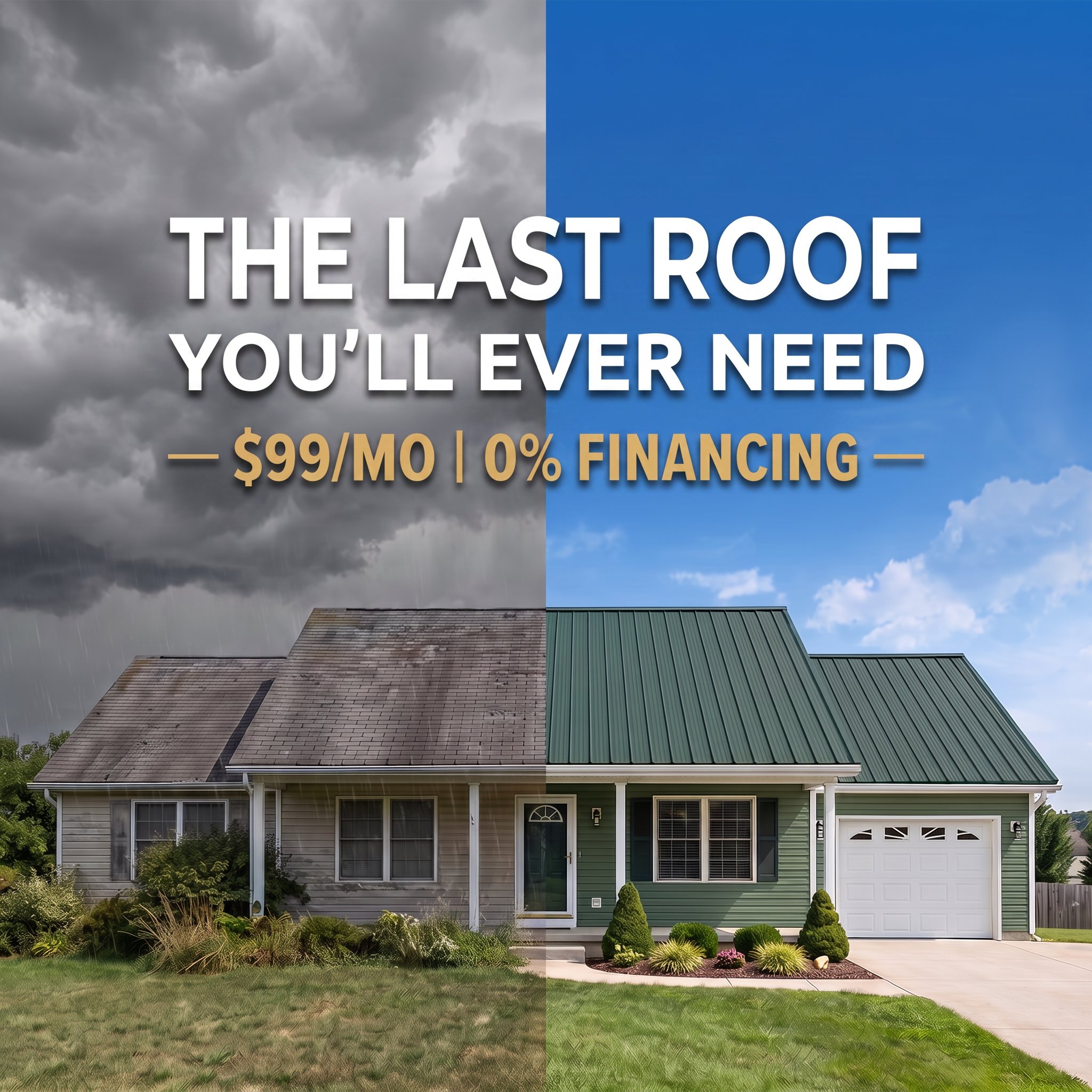 Gator Metal Roofing Facebook ad: LIFETIME WARRANTY. 1-3 DAY INSTALL.