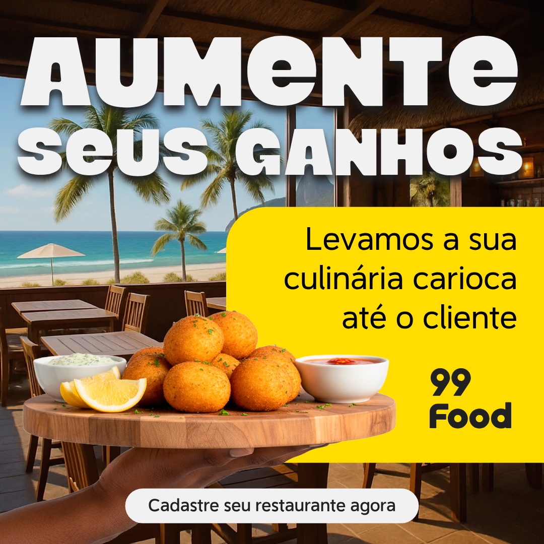 Vou de 99 Facebook ad: Cadastre seu restaurante agora