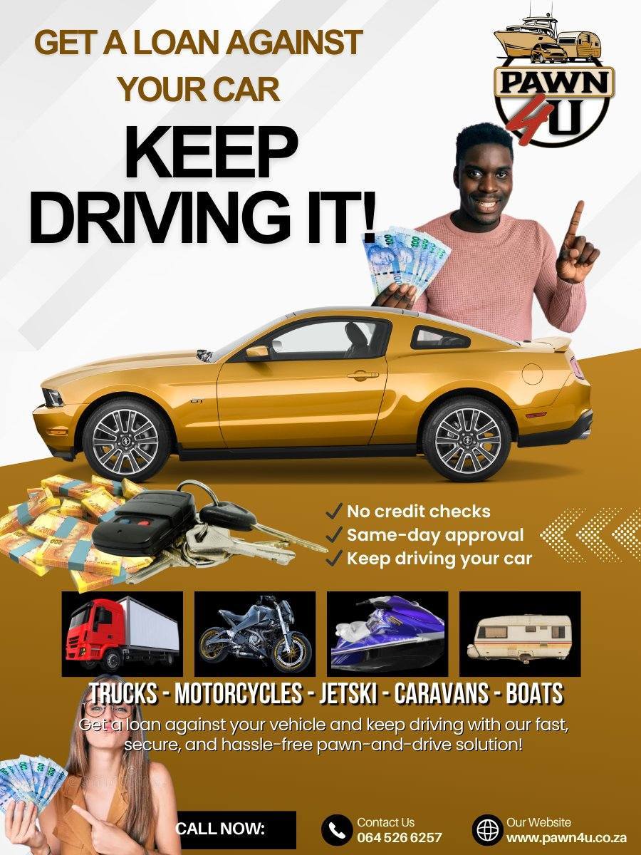 Pawn 4 U Facebook ad: Need funds in Gauteng? Use your car without selling it