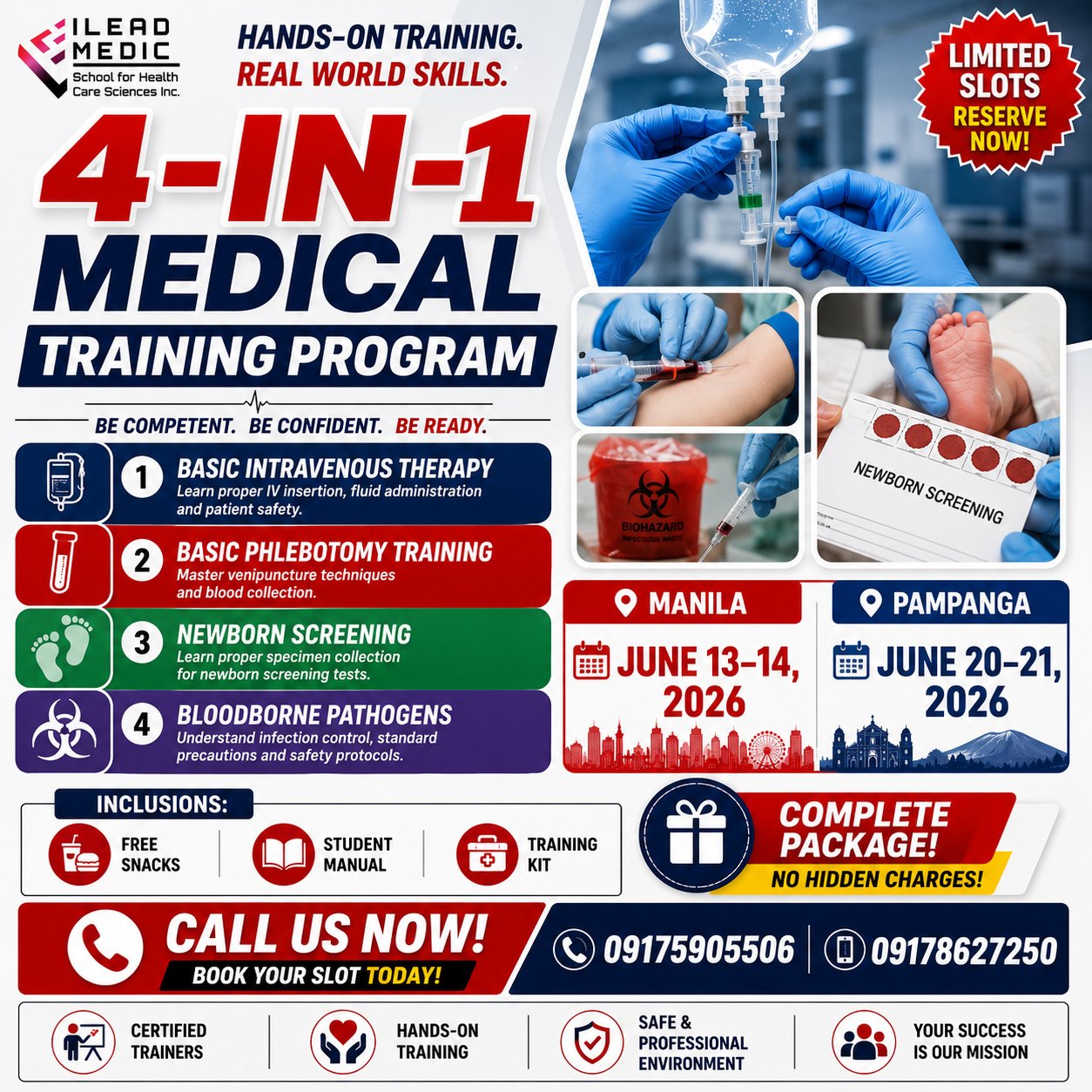 ILEAD-Medic School for Health Care Sciences Facebook ad: Master: • IV Therapy & Management • Phlebotomy Techniques…