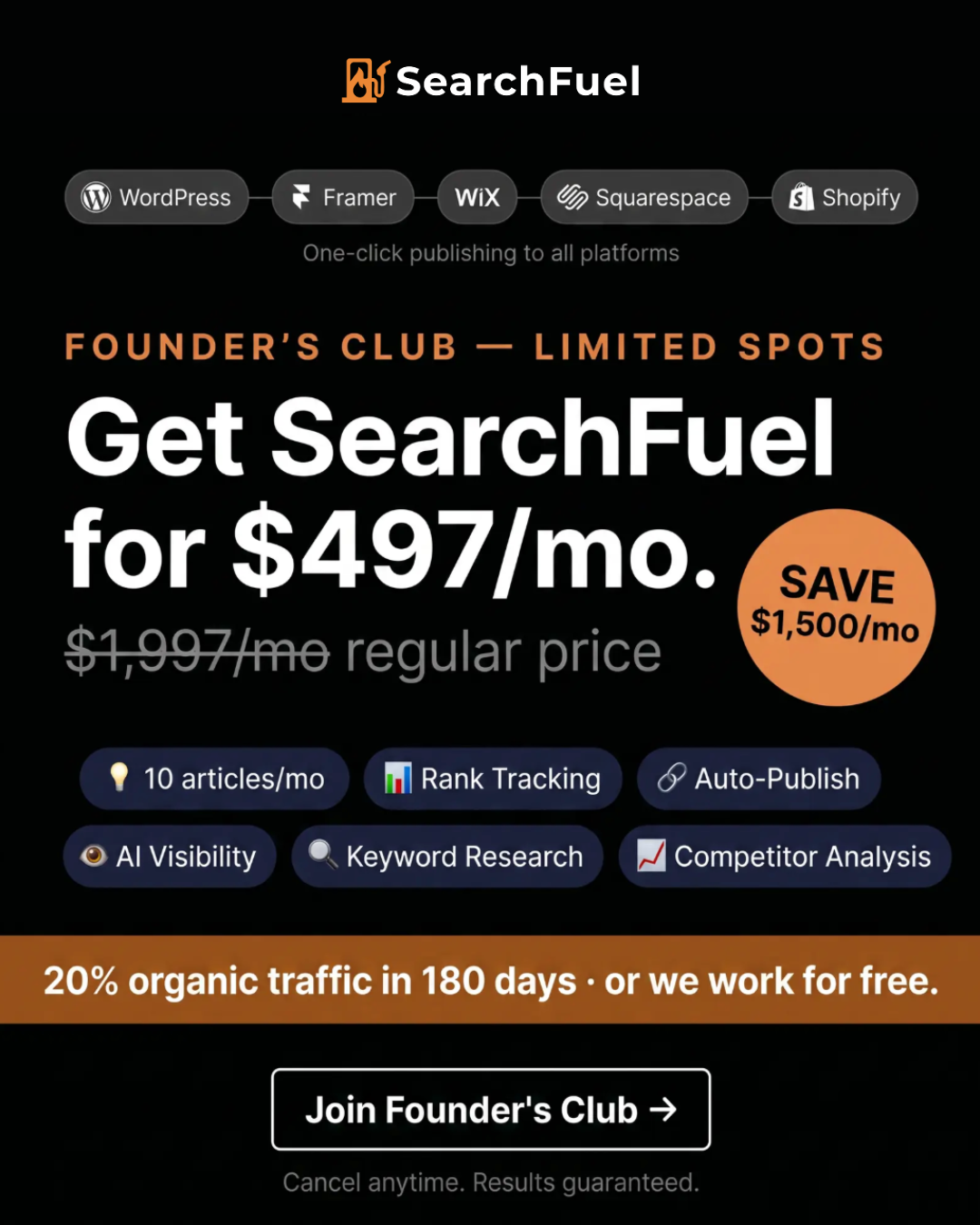 SearchFuel Facebook ad: Founder’s Club Offer Ends THIS WEEK