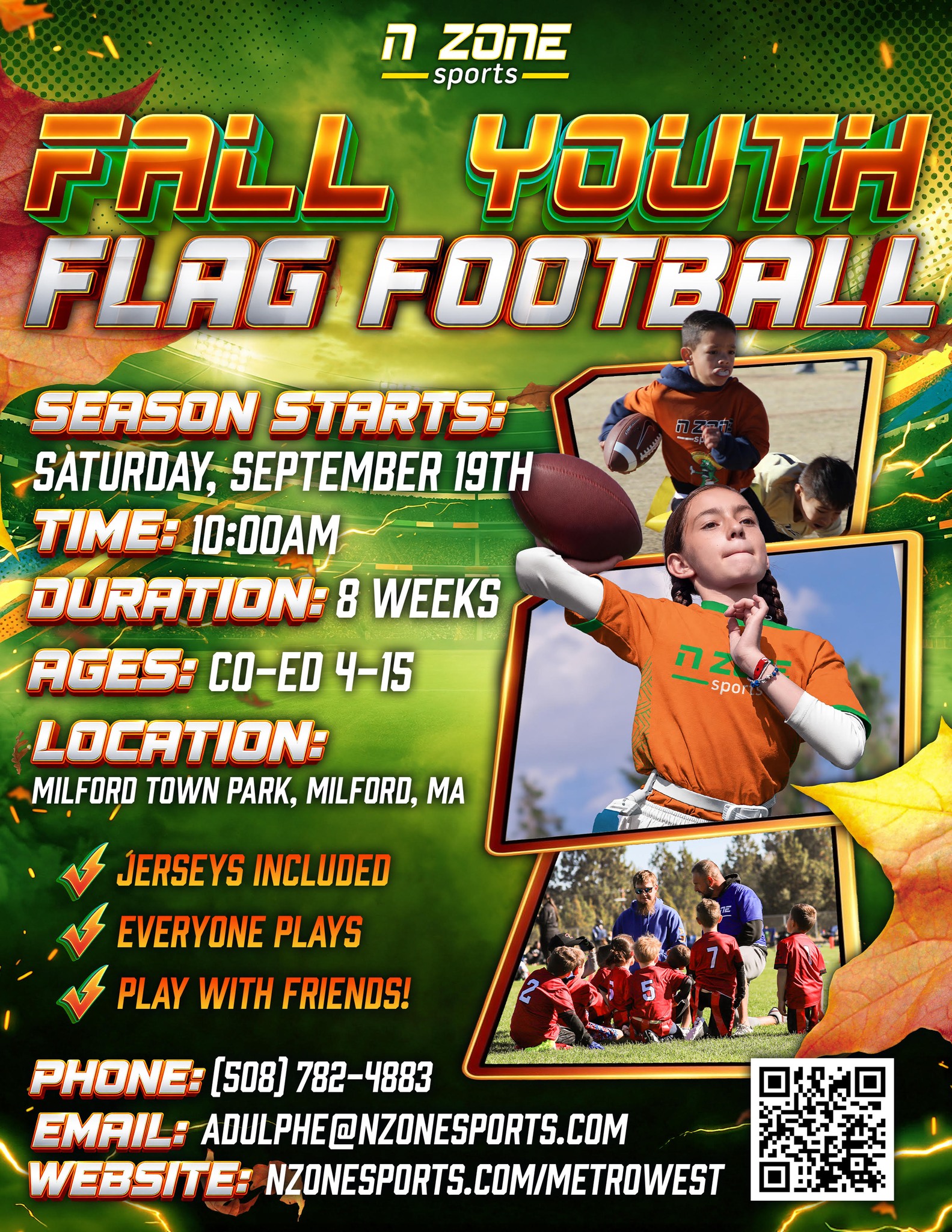 Nzone Sports Metrowest Facebook ad: Registration is NOW OPEN for Milford's Top-Rated Fall…