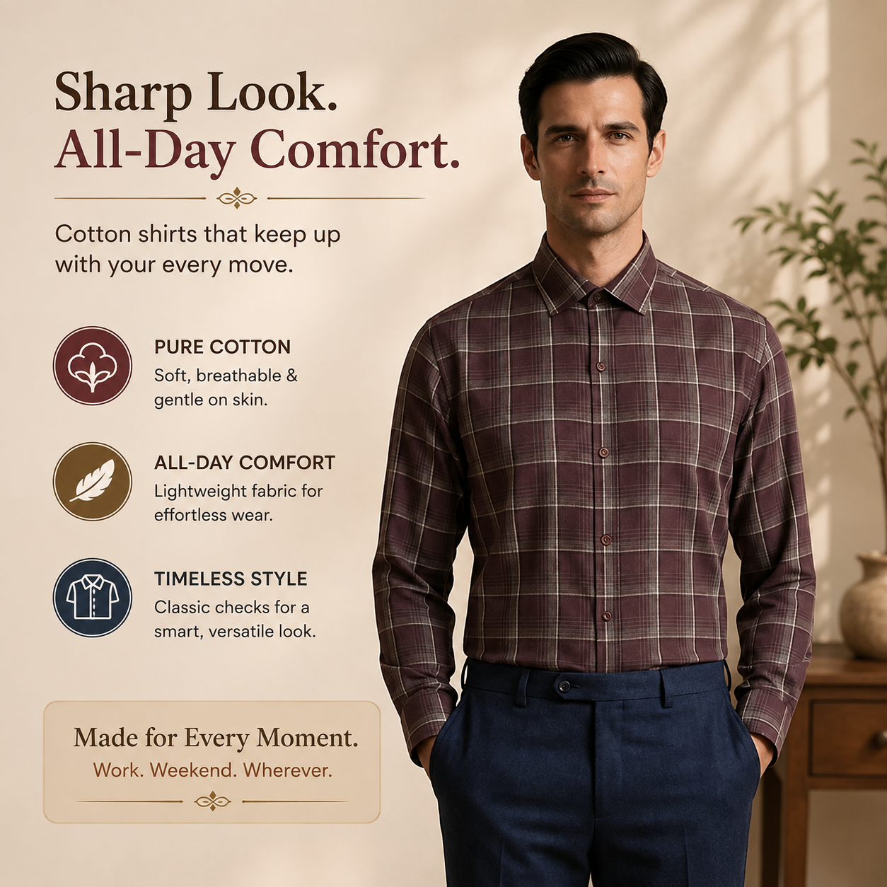 ShirtLabs Facebook ad: Buy Premium Cotton Shirts For Men!