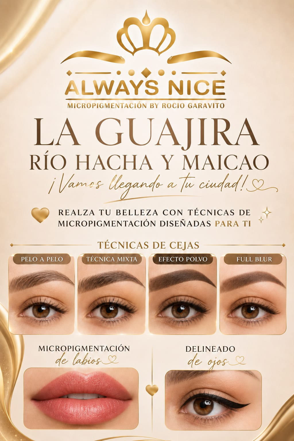 Always Nice cejas y pestañas Facebook ad: Chatea con nosotros