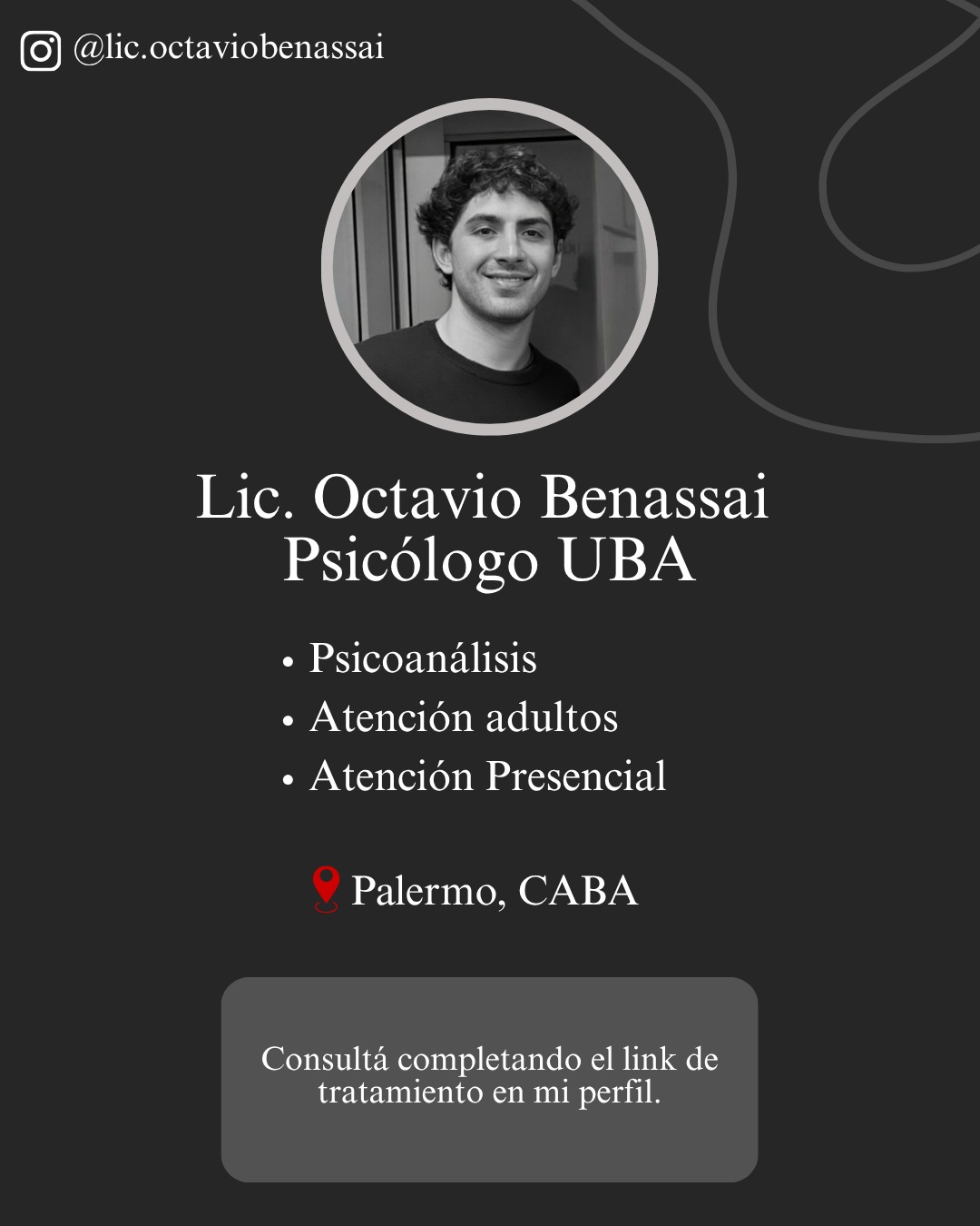 lic.octaviobenassai Facebook ad: Lic. Benassai. Psicólogo psicoanalista.