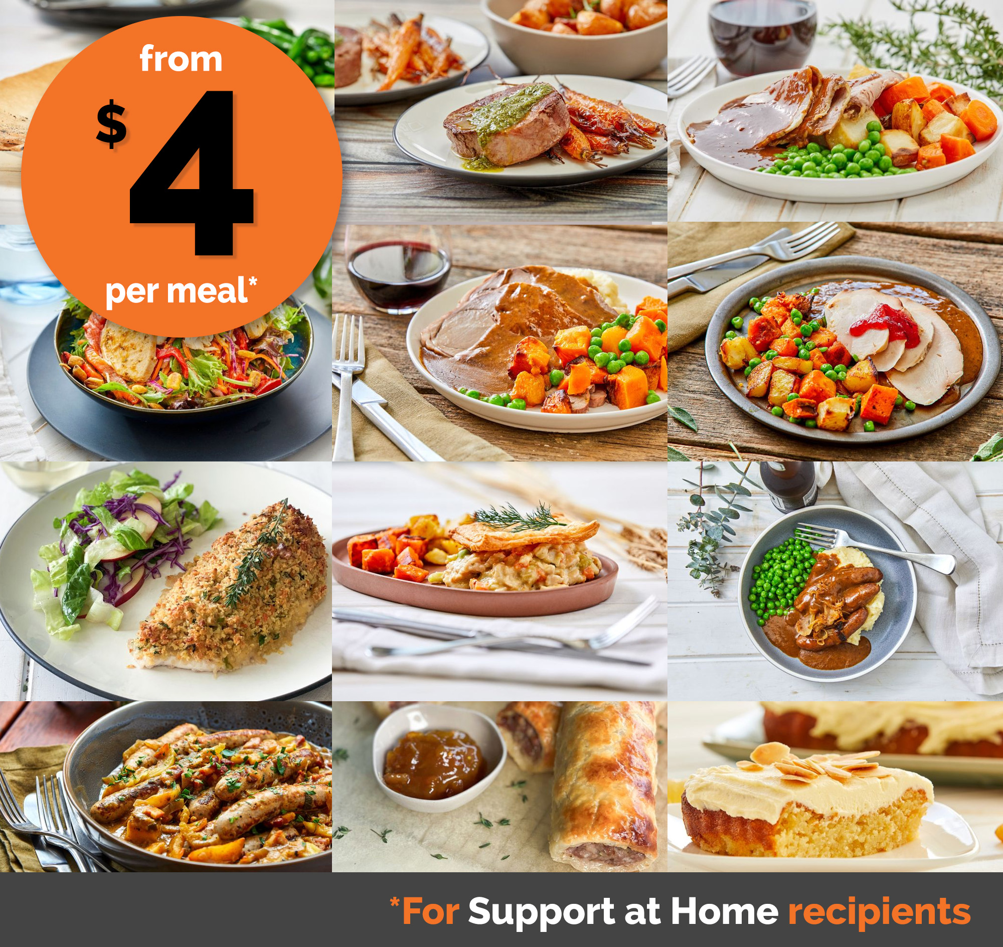 Gourmet Dinner Service Facebook ad: Home Care Package Meals
