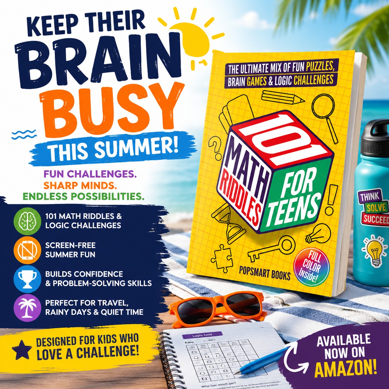 Twin Press Facebook ad: 101 Math Riddles for Teens: The Ultimate Mix of Fun…