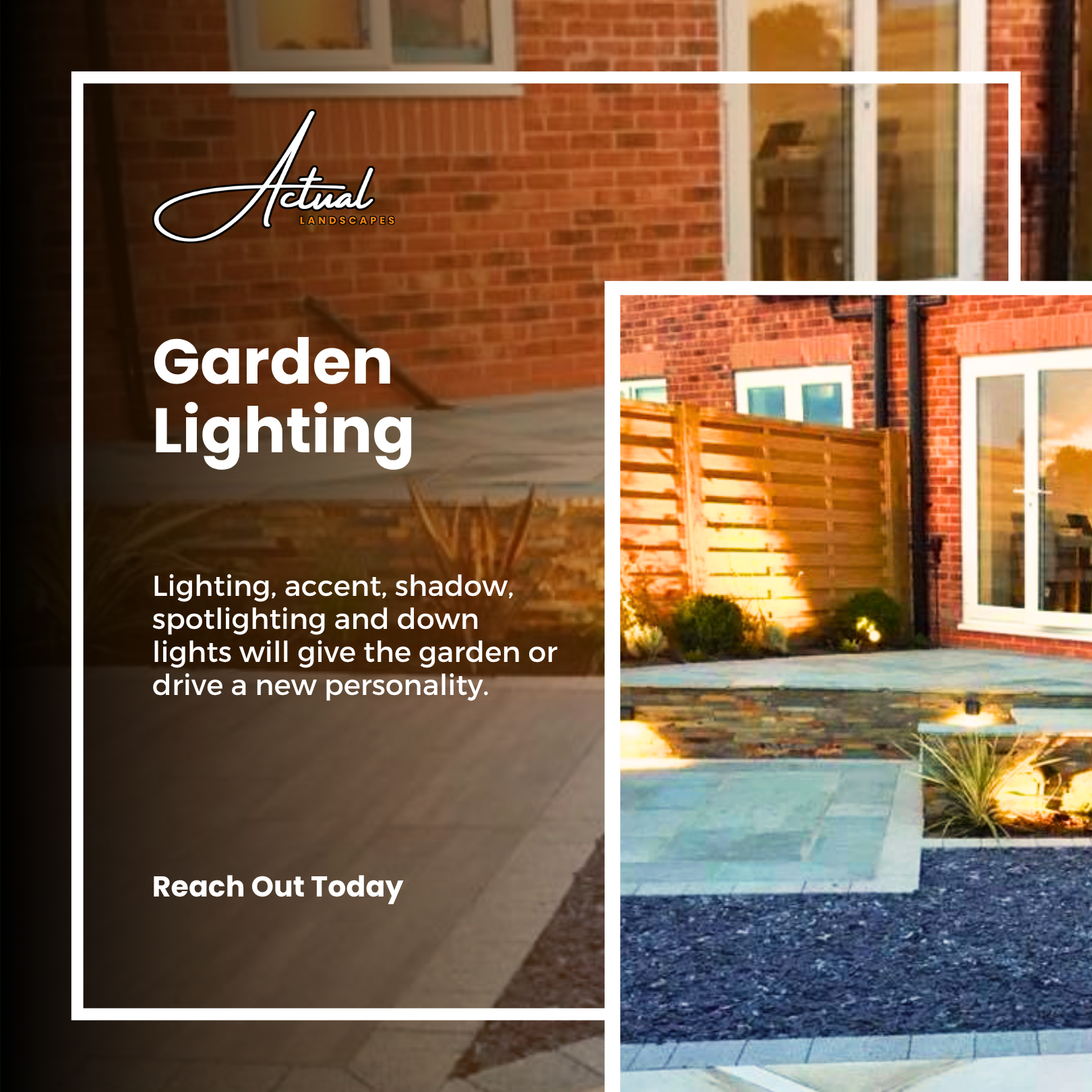 Actual Landscapes Facebook ad: Chat about Garden Lighting with Actual Landscapes