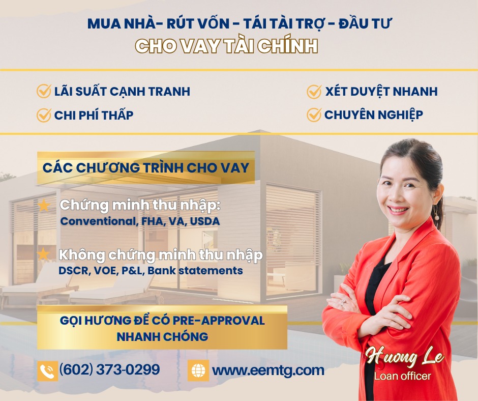 Huong Le - Loan Officer, NMLS # 960644 Facebook ad: Cho vay tài chính, lãi xuất cạnh tranh…