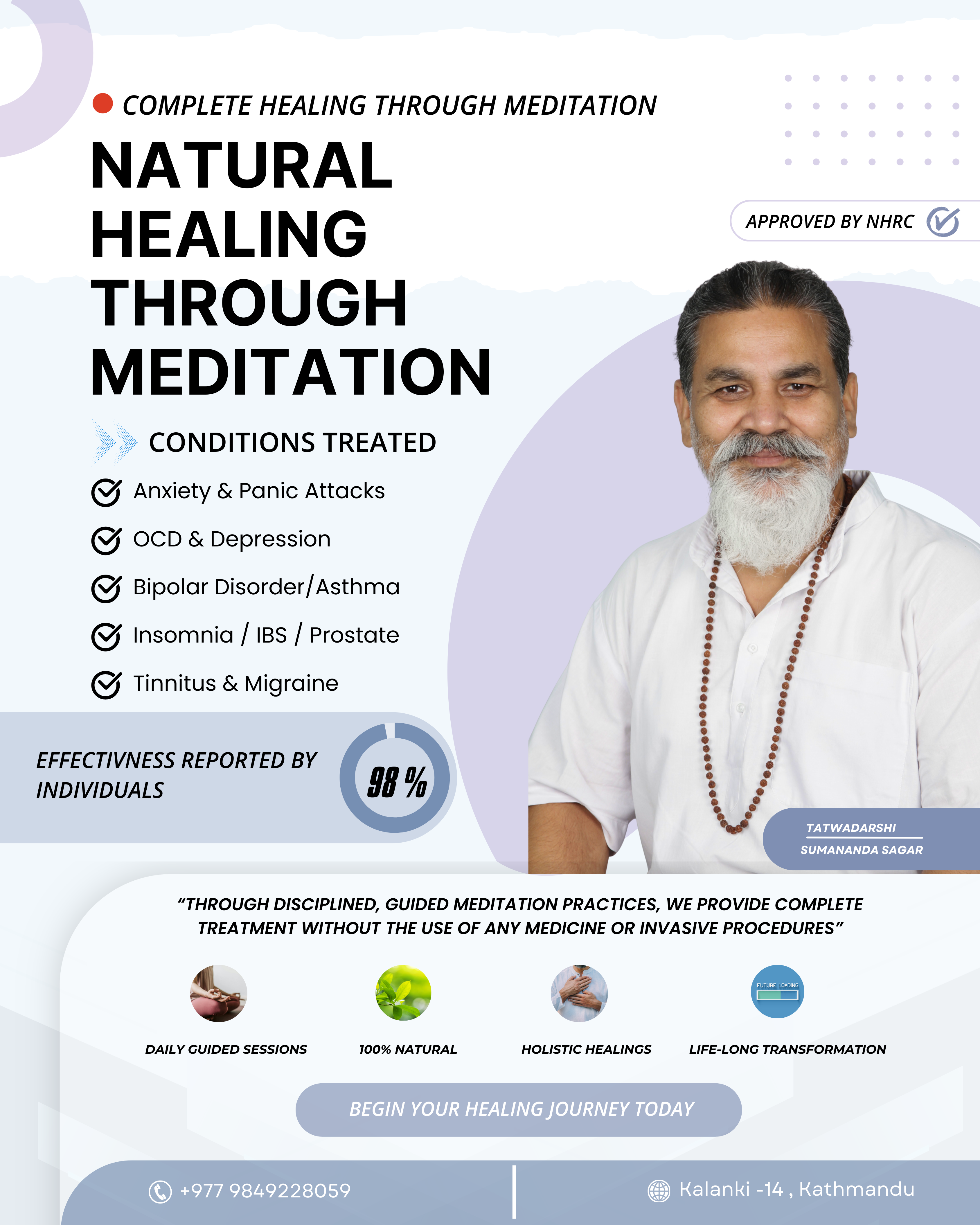 Unique Meditation Center Facebook ad: Heal With Meditation