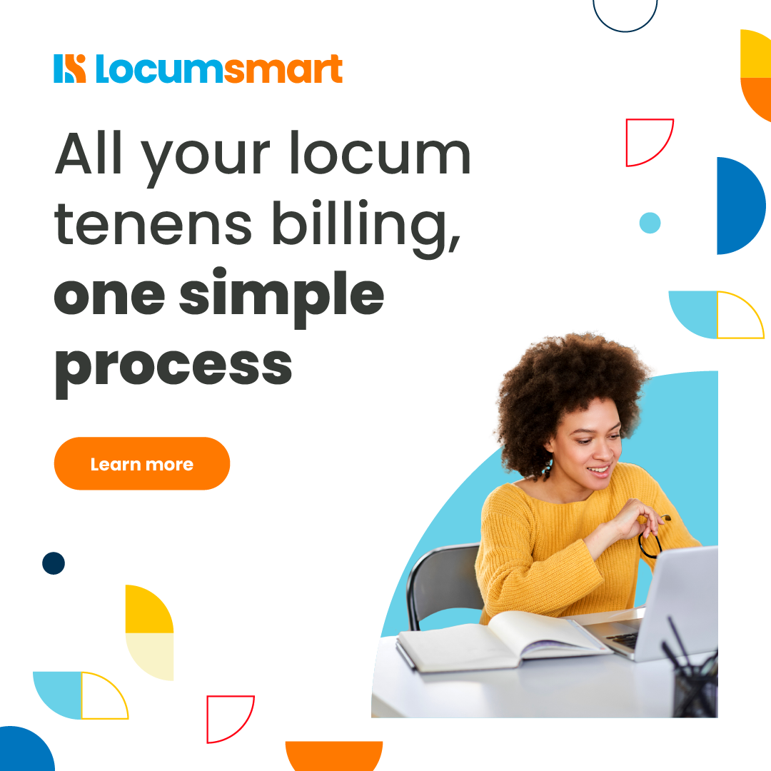 Locumsmart Facebook ad: One solution for all your locum tenens billing needs.