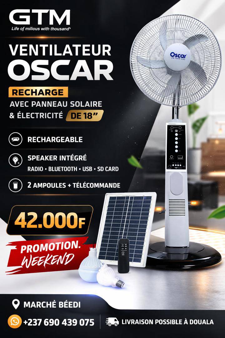 The Gentleman Facebook ad: VENTILATEURS RECHARGEABLES OSCAR DISPONIBLES