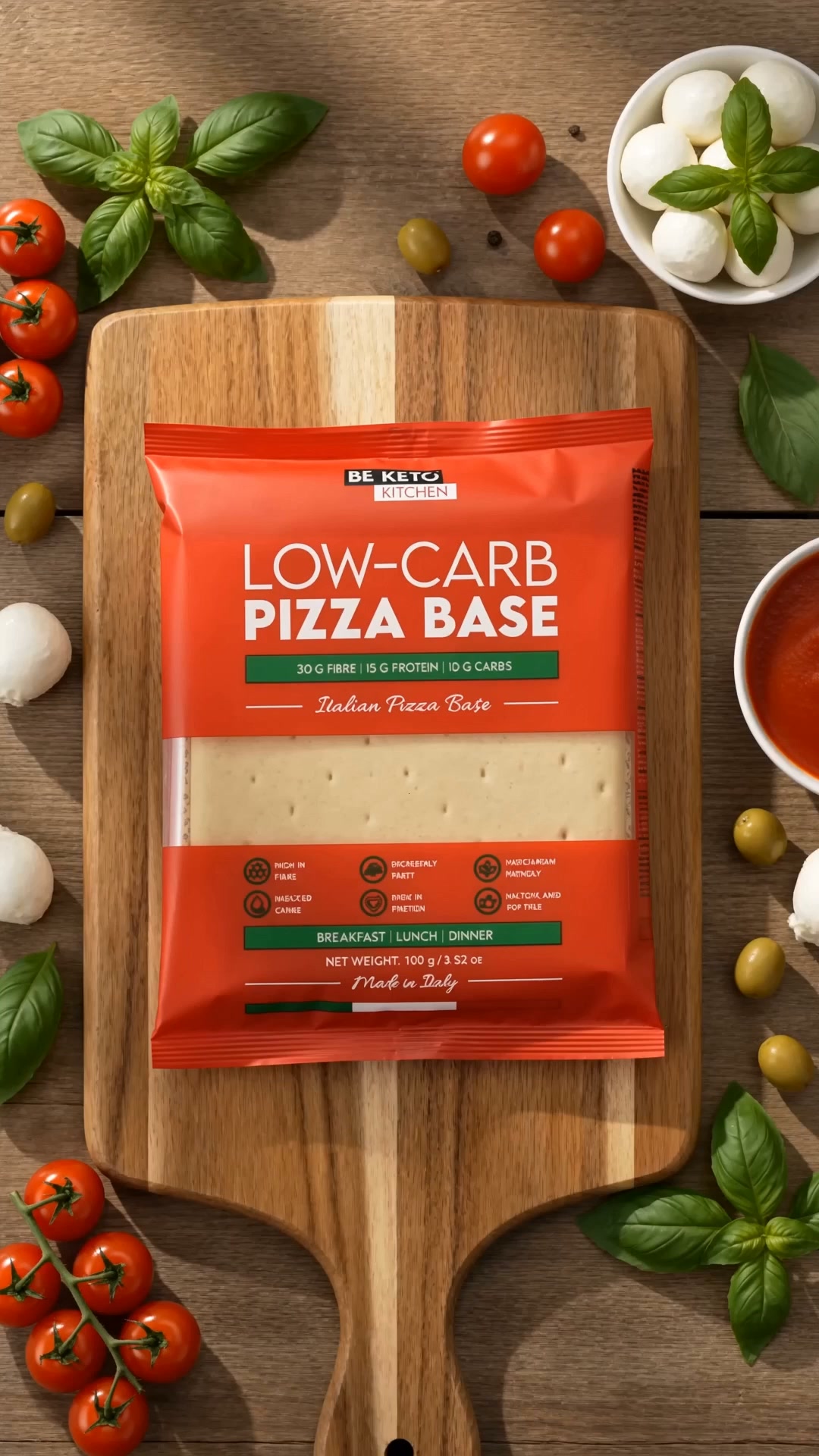 BeKeto Global Facebook ad: Base de Pizza Keto Italiana
