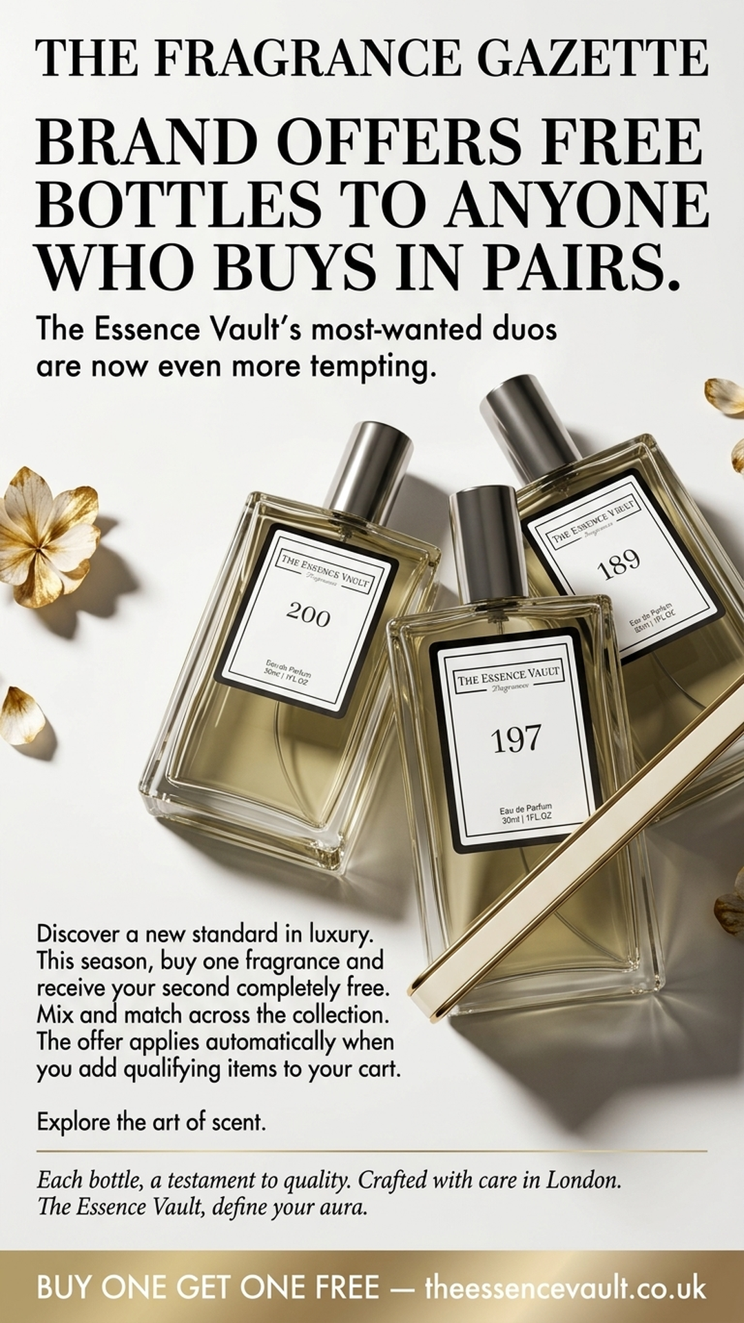 The Essence Vault Facebook ad from Mar 26, 2026
