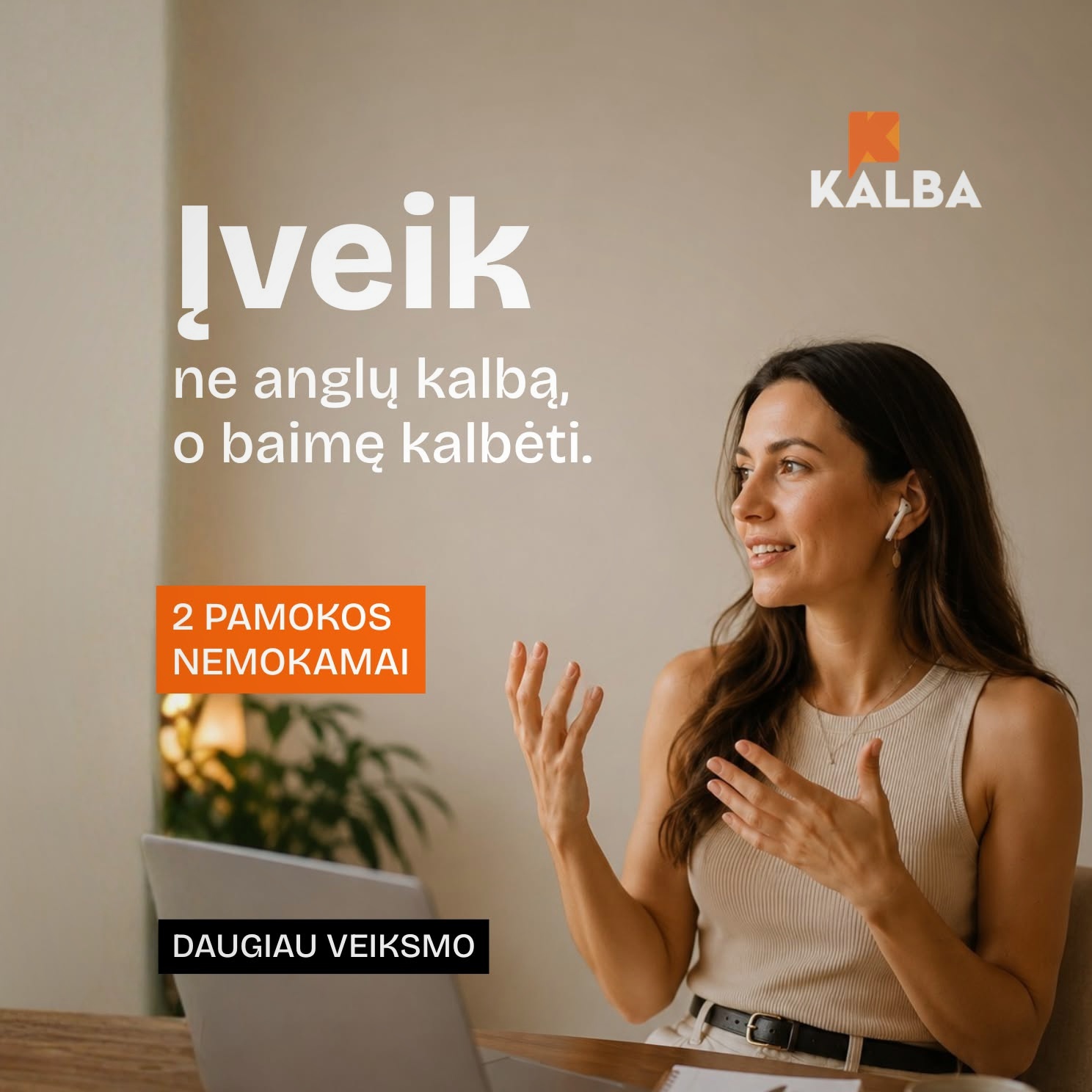 Kalba.Lt Facebook ad: Nemokami 2 sav kursai