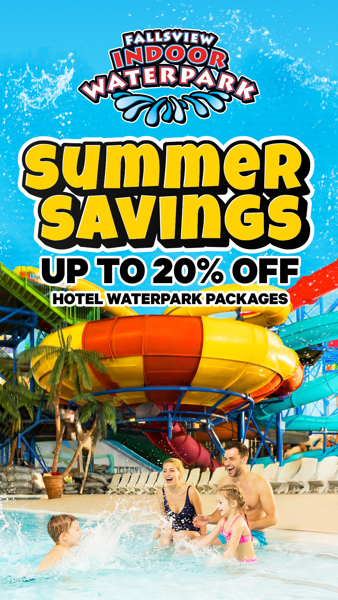 Fallsview Indoor Waterpark Facebook ad from May 14, 2026