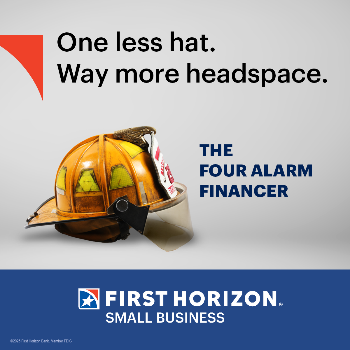 First Horizon Bank Facebook ad: One less hat. Way more headspace.