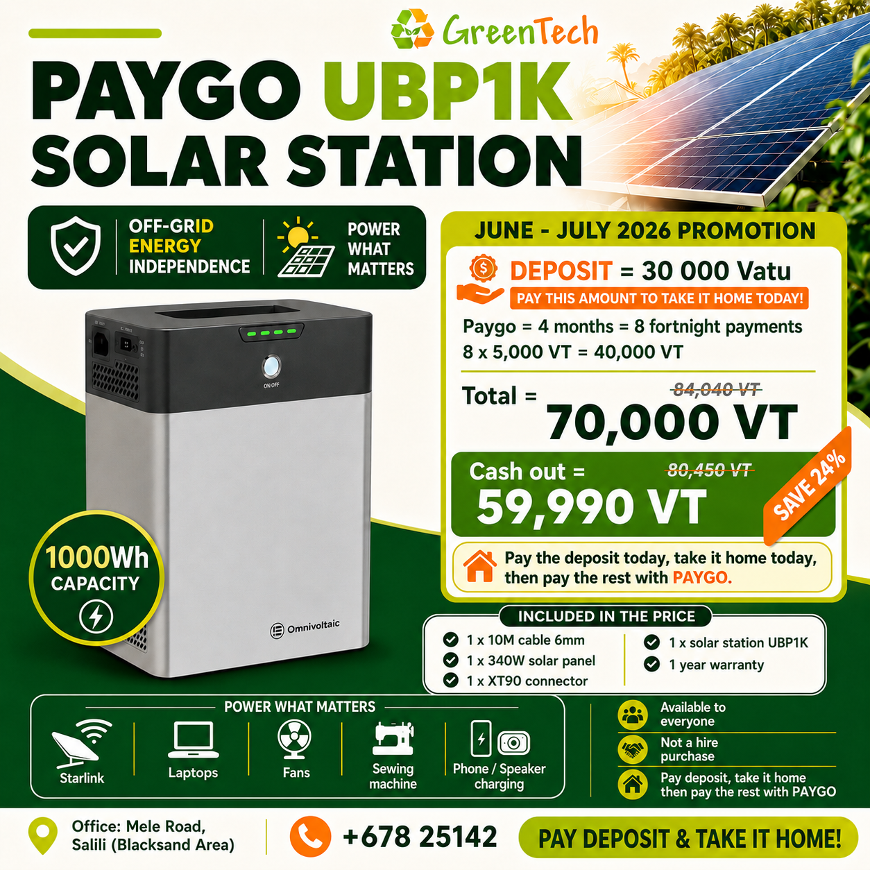 GreenTech Vanuatu Facebook ad: Chat in Messenger