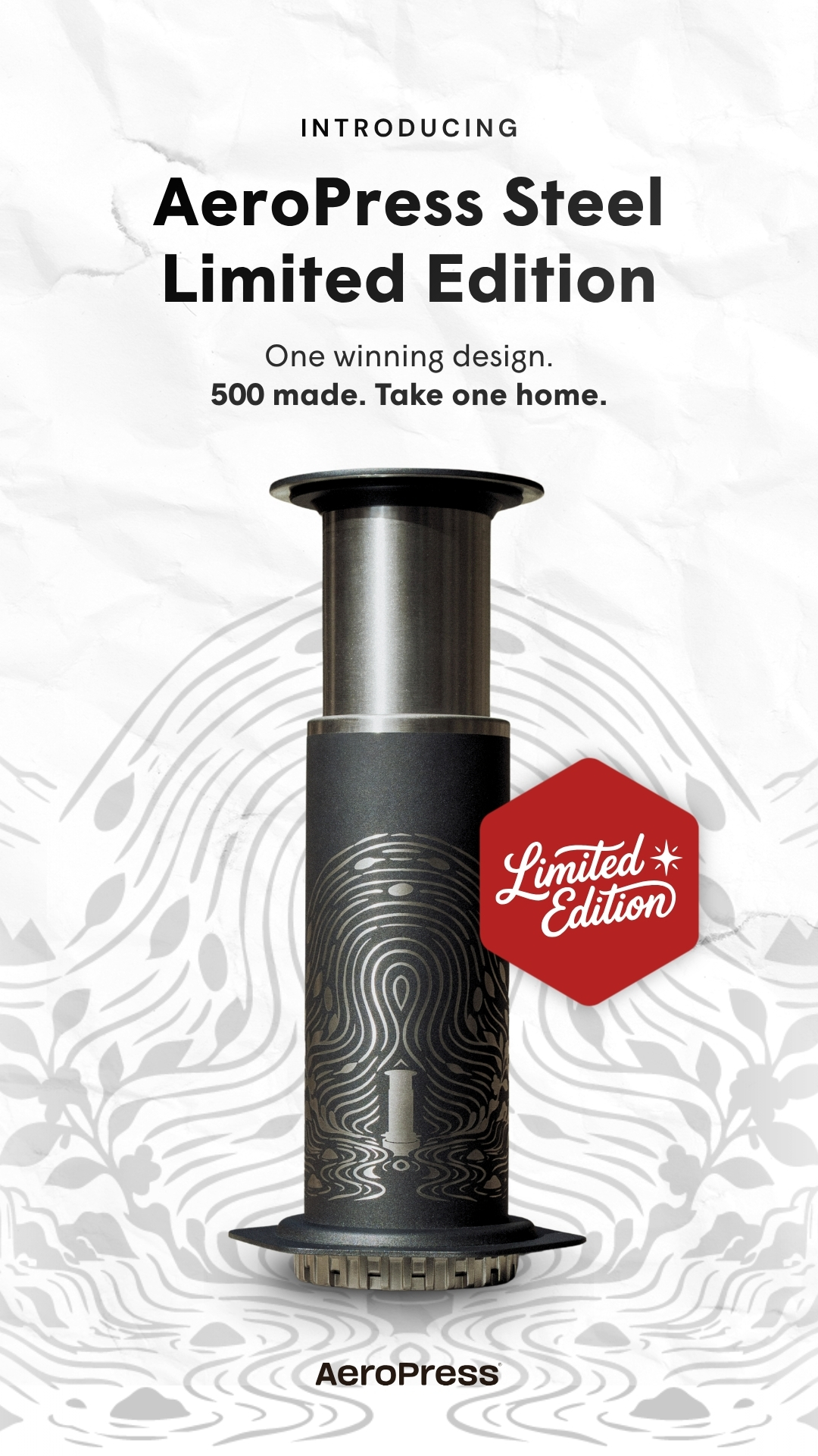 AeroPress Facebook ad: Meet AeroPress Steel Limited Edition