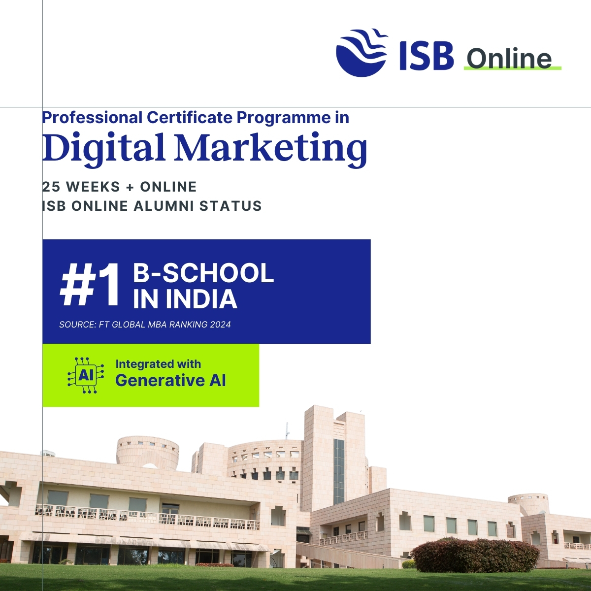 ISB Online's Professional Certificate Programme in Digital Marketing Facebook ad
