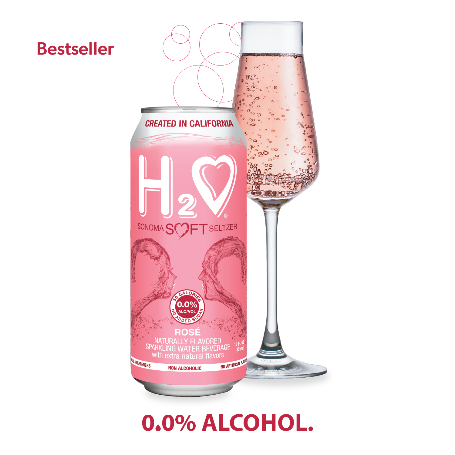 H2o California Wine 0.0% Alcohol Facebook ad: ★★★★★ Multiple 5 Star Reviews.
