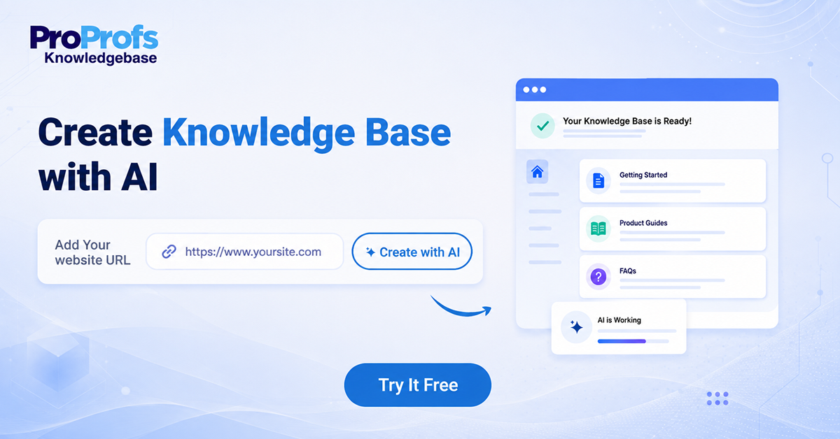 ProProfs.com Facebook ad: AI Builds Your Knowledge Base