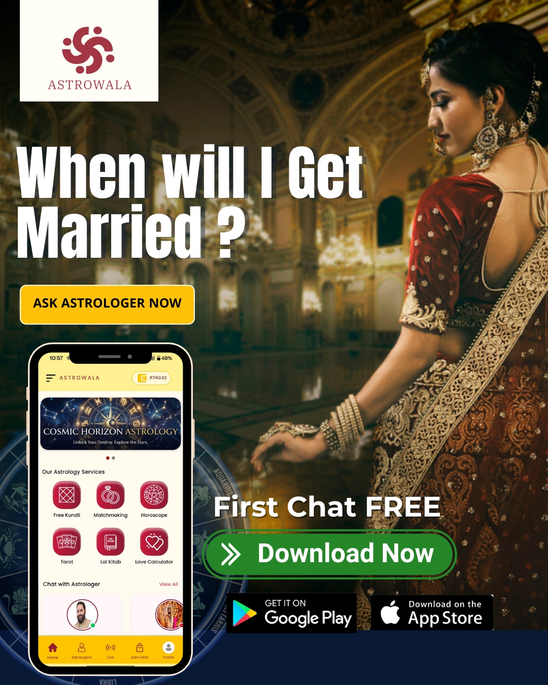 Astr.owala Facebook ad: Get Your First Chat FREE
