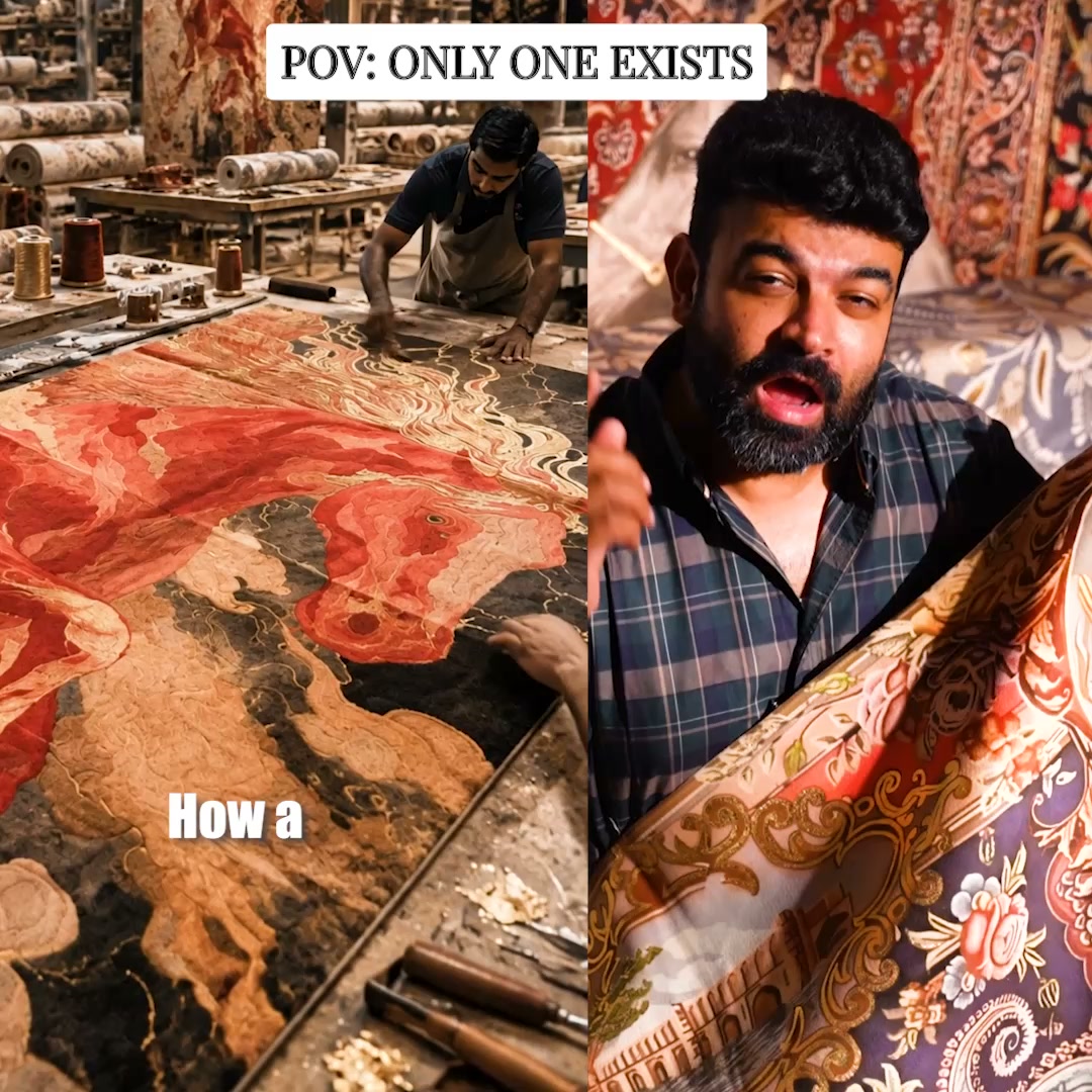 PittariSpaces Facebook ad: Flat 50% Off on Gold-Pressed Luxury Rugs