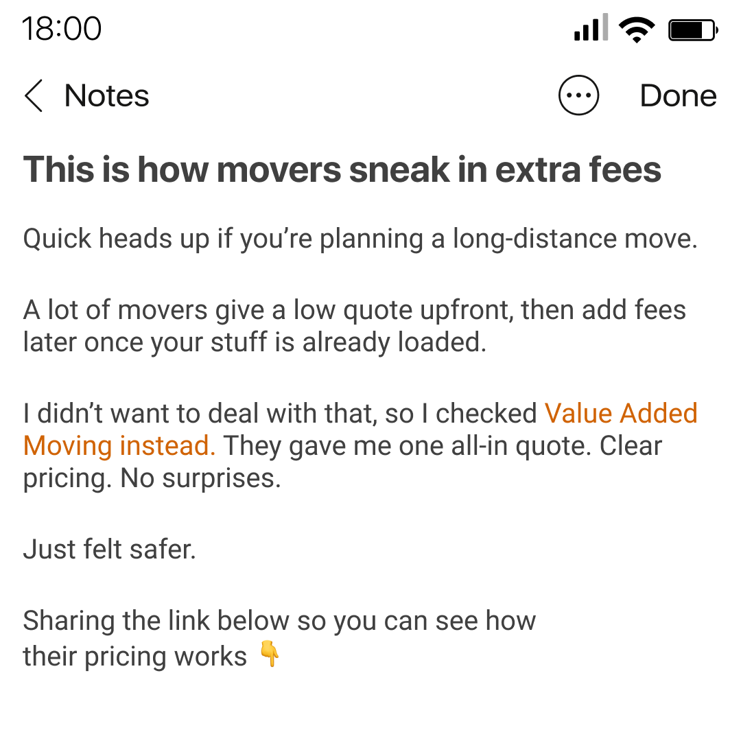 Value Added Moving Facebook ad