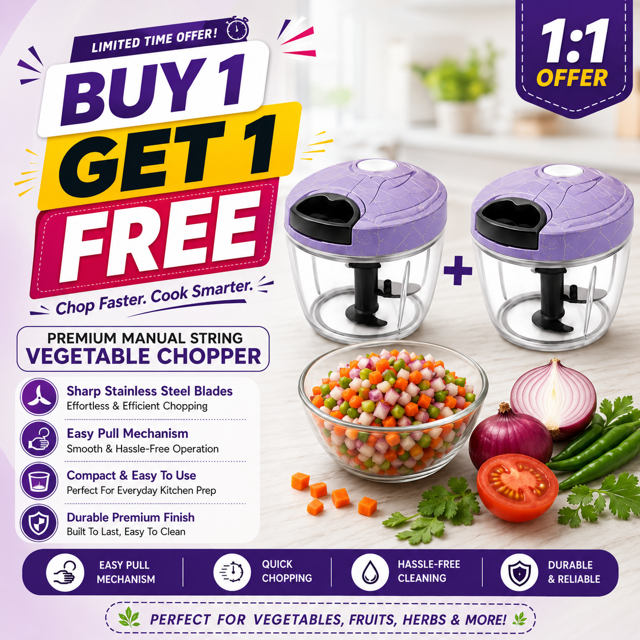 Ashdeep Kitchenware Facebook ad: Buy Lavender Vegetable Chopper!